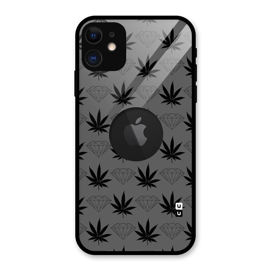 Grass Diamond Glass Back Case for iPhone 11 Logo Cut