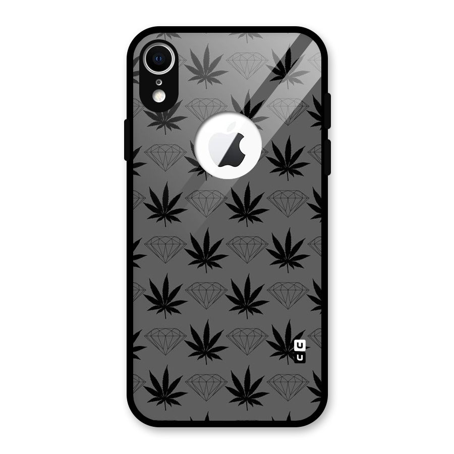 Grass Diamond Glass Back Case for iPhone XR Logo Cut