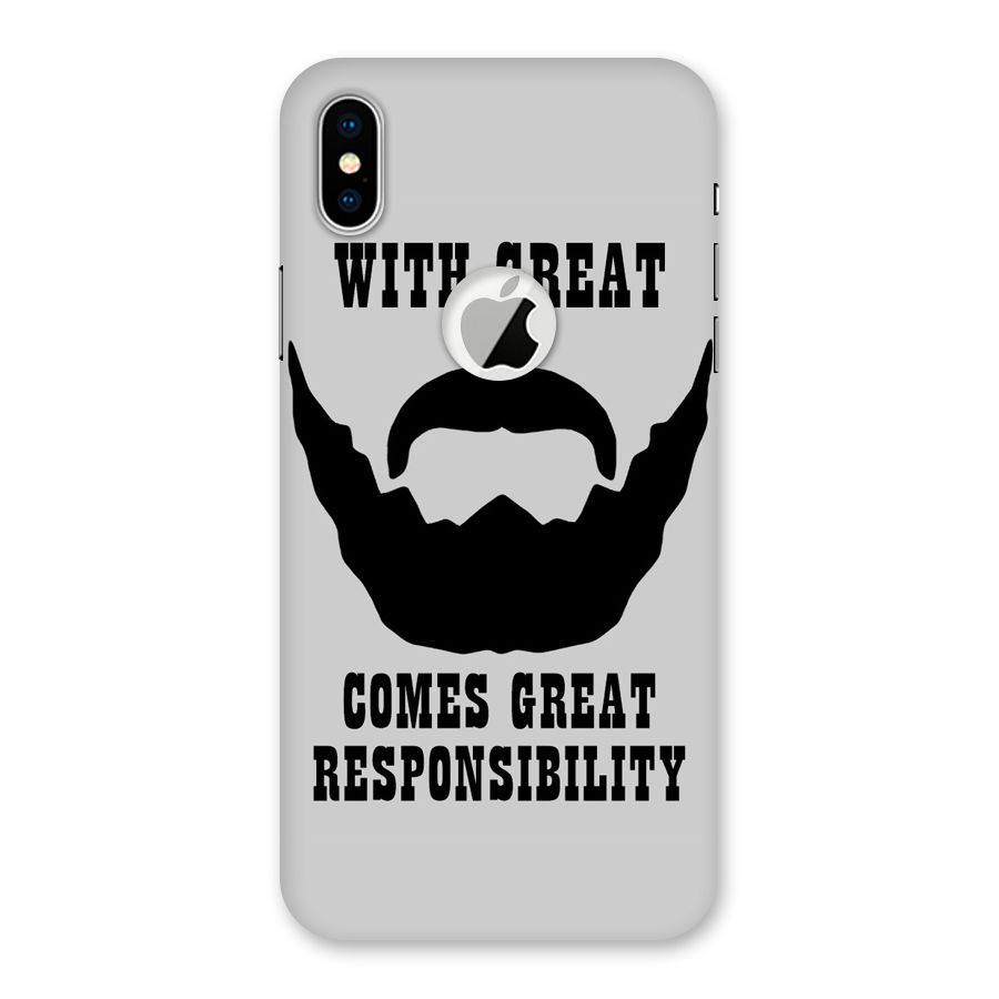 Great Beard Great Responsibility Back Case for iPhone XS Logo Cut