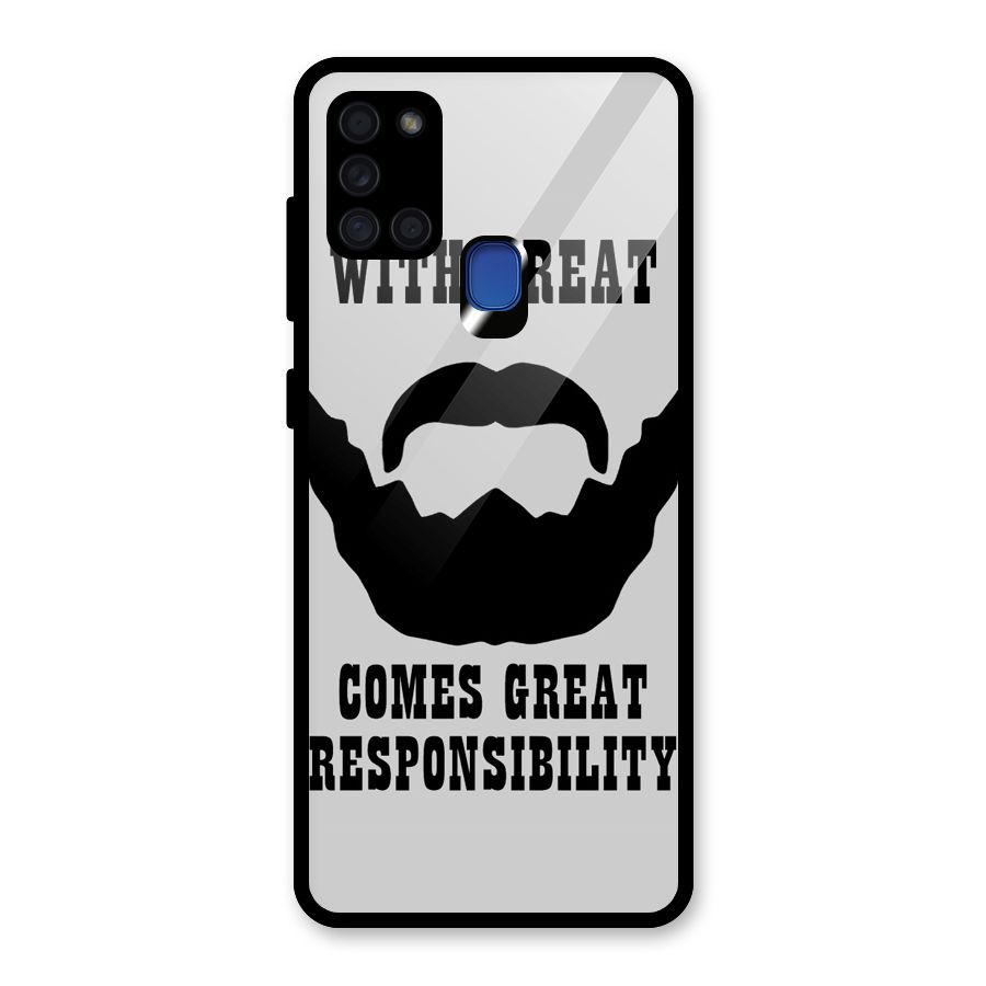 Great Beard Great Responsibility Glass Back Case for Galaxy A21s