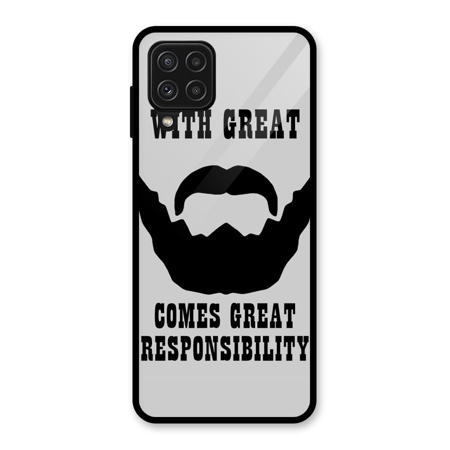 Great Beard Great Responsibility Glass Back Case for Galaxy A22 4G