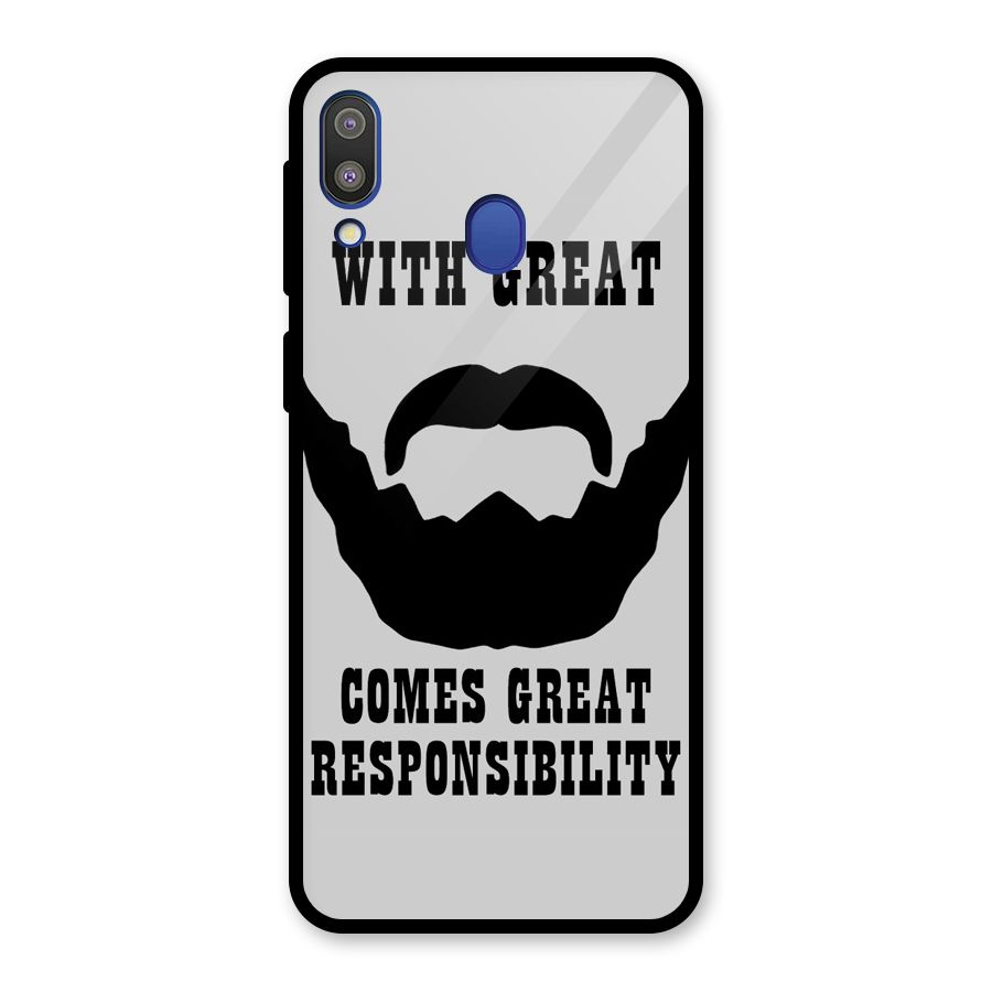 Great Beard Great Responsibility Glass Back Case for Galaxy M20