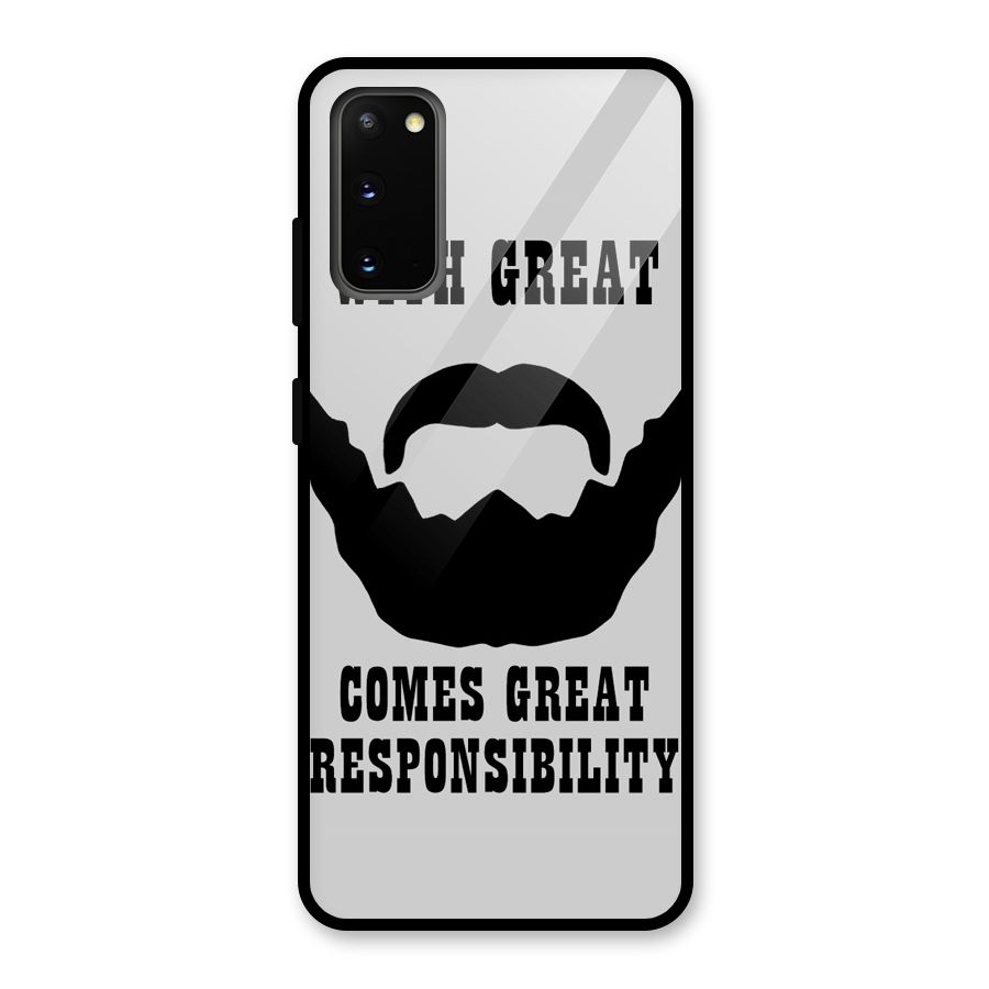 Great Beard Great Responsibility Glass Back Case for Galaxy S20