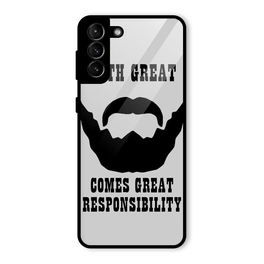 Great Beard Great Responsibility Glass Back Case for Galaxy S21 Plus