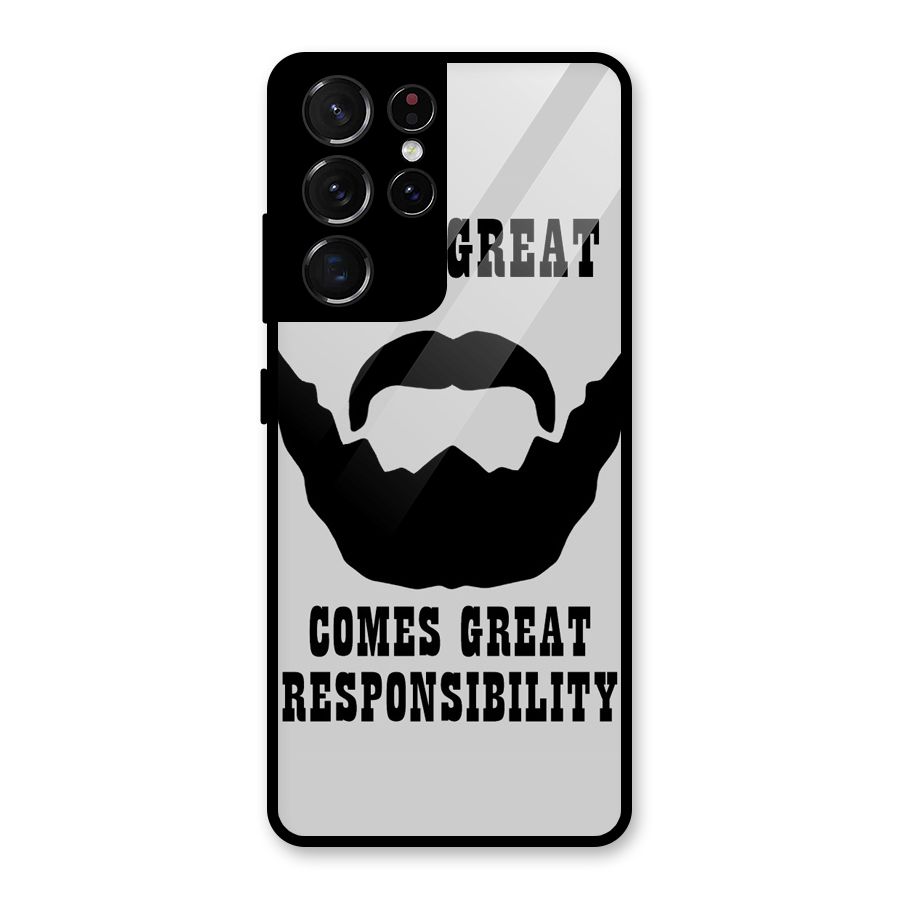 Great Beard Great Responsibility Glass Back Case for Galaxy S21 Ultra 5G