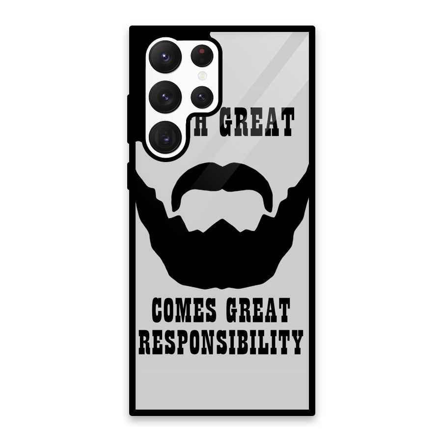 Great Beard Great Responsibility Glass Back Case for Galaxy S22 Ultra 5G