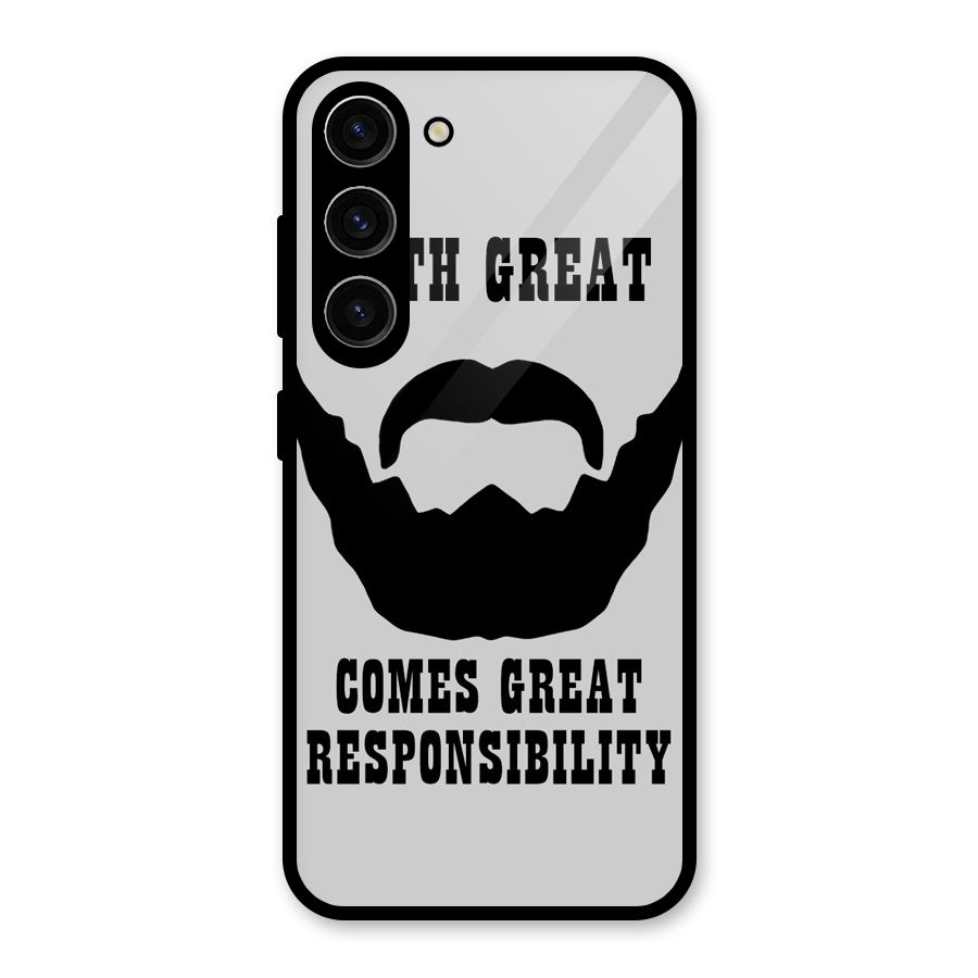 Great Beard Great Responsibility Glass Back Case for Galaxy S23
