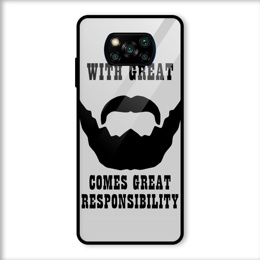 Great Beard Great Responsibility Glass Back Case for Poco X3