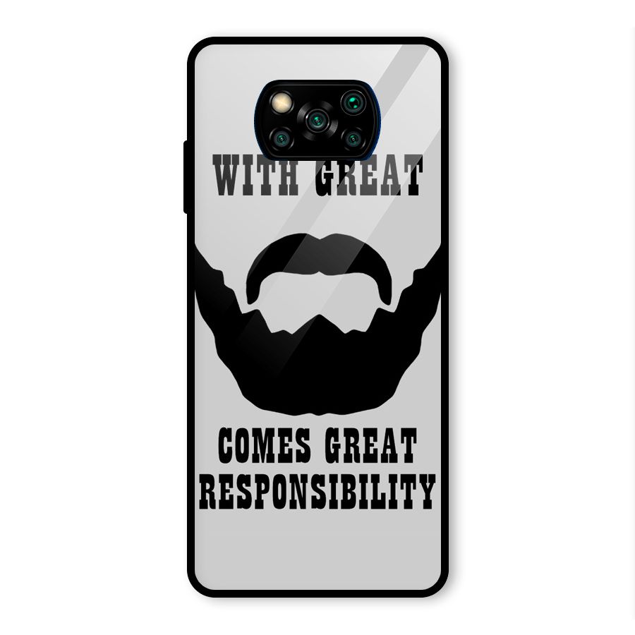 Great Beard Great Responsibility Glass Back Case for Poco X3 Pro