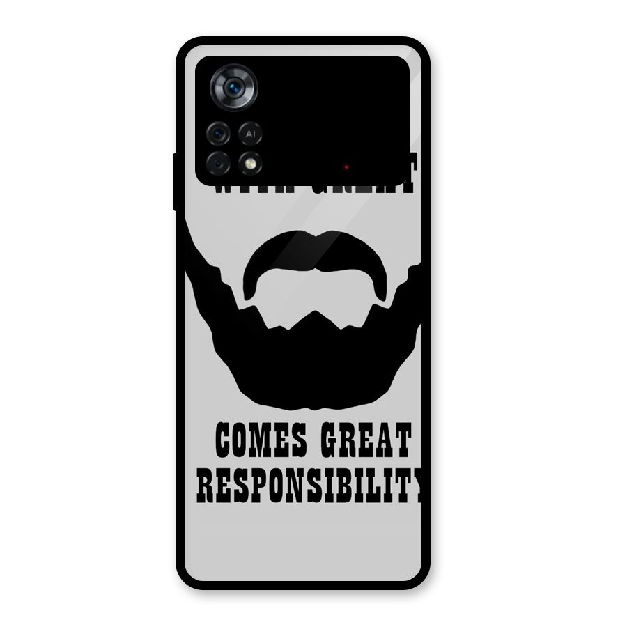 Great Beard Great Responsibility Glass Back Case for Poco X4 Pro 5G