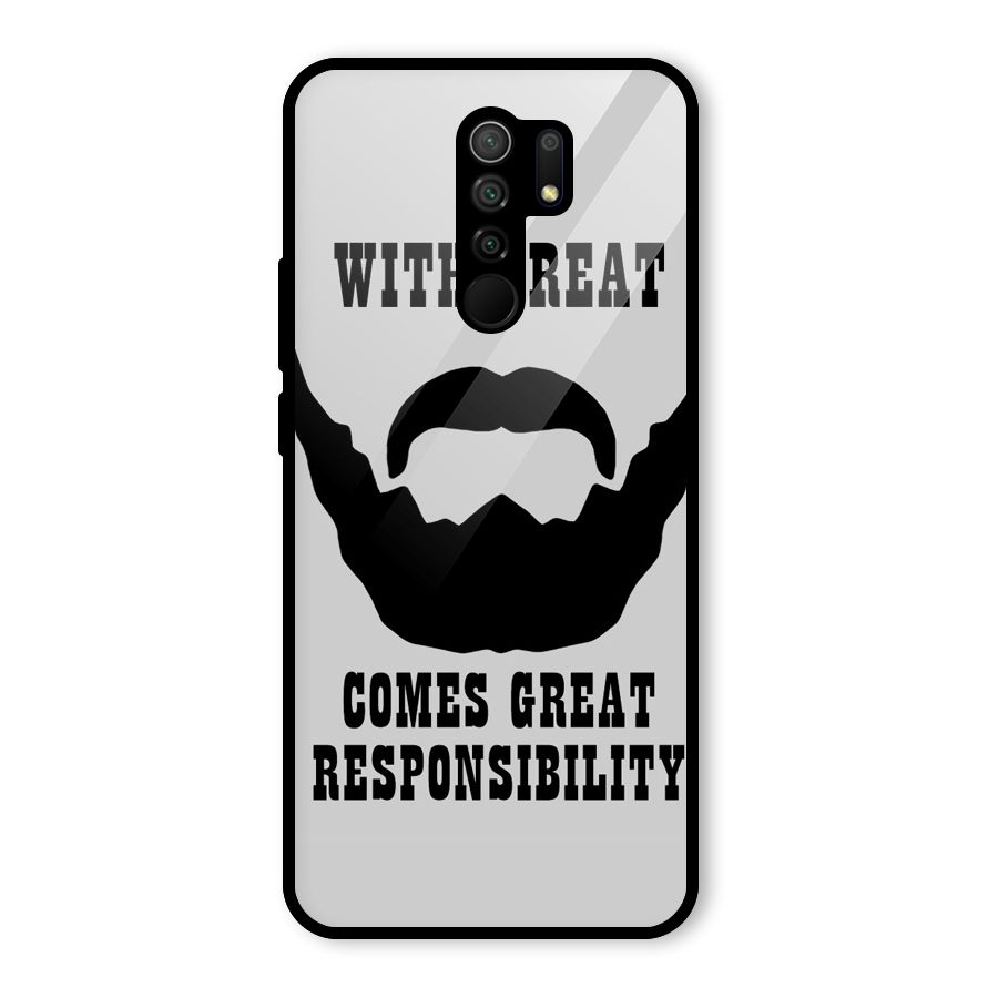 Great Beard Great Responsibility Glass Back Case for Redmi 9 Prime