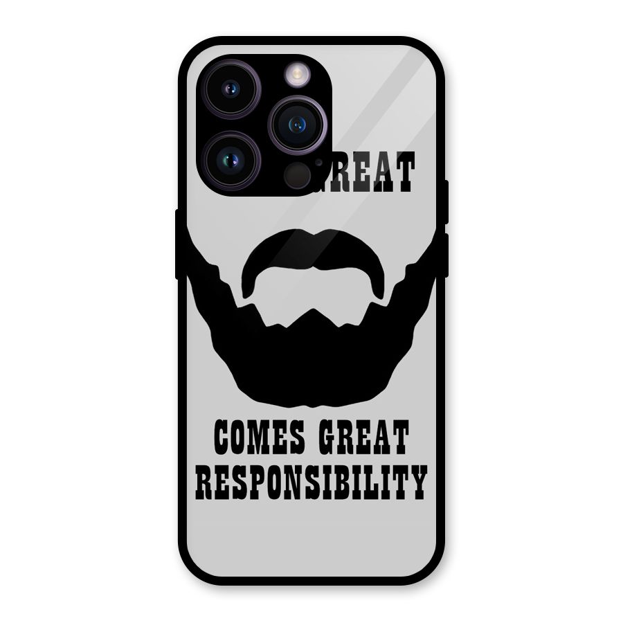 Great Beard Great Responsibility Glass Back Case for iPhone 14 Pro