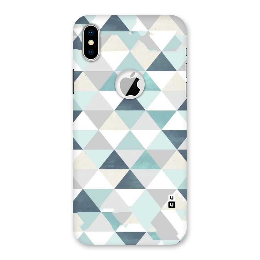 Green And Grey Pattern Back Case for iPhone XS Logo Cut