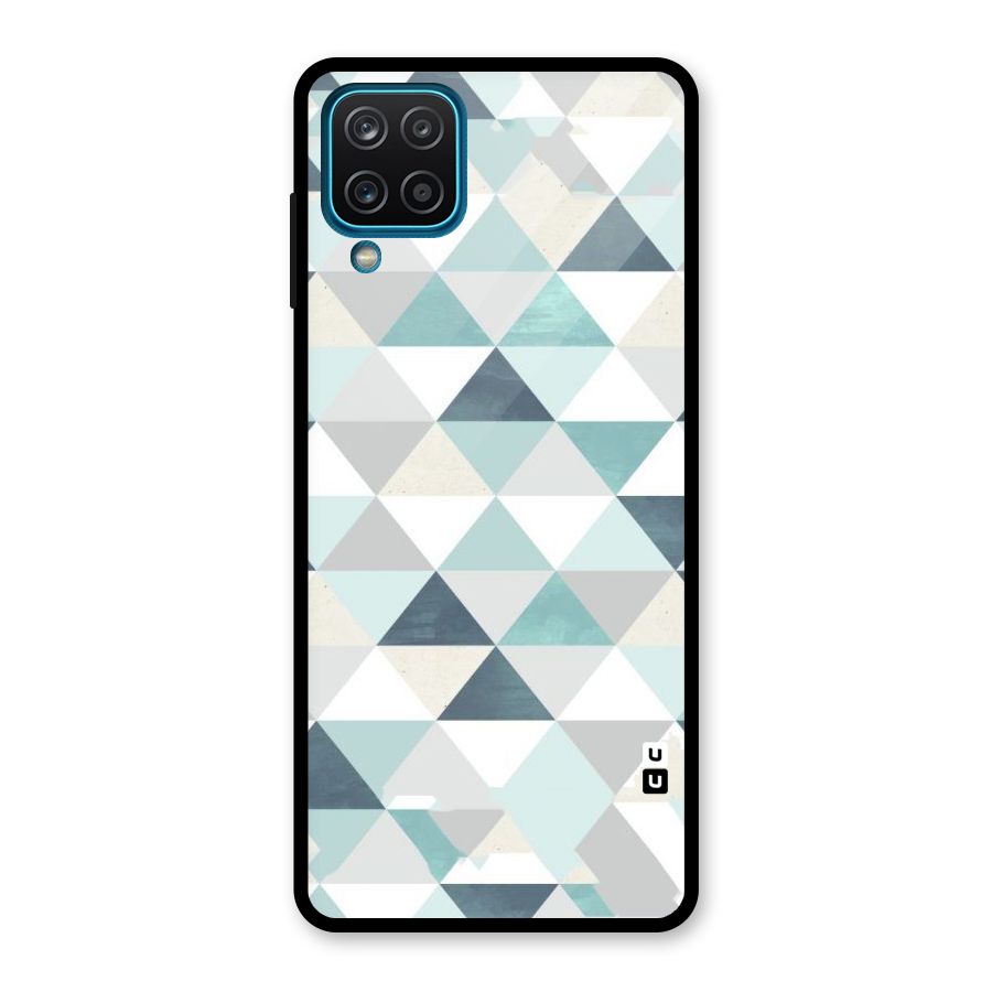 Green And Grey Pattern Glass Back Case for Galaxy A12