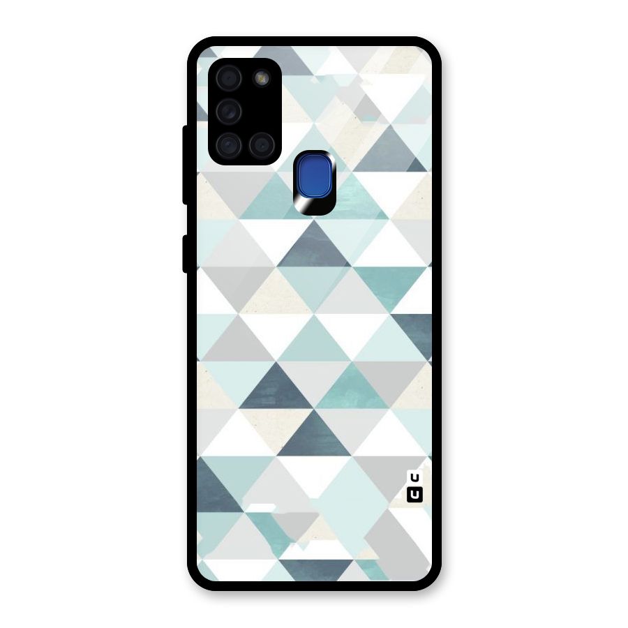 Green And Grey Pattern Glass Back Case for Galaxy A21s