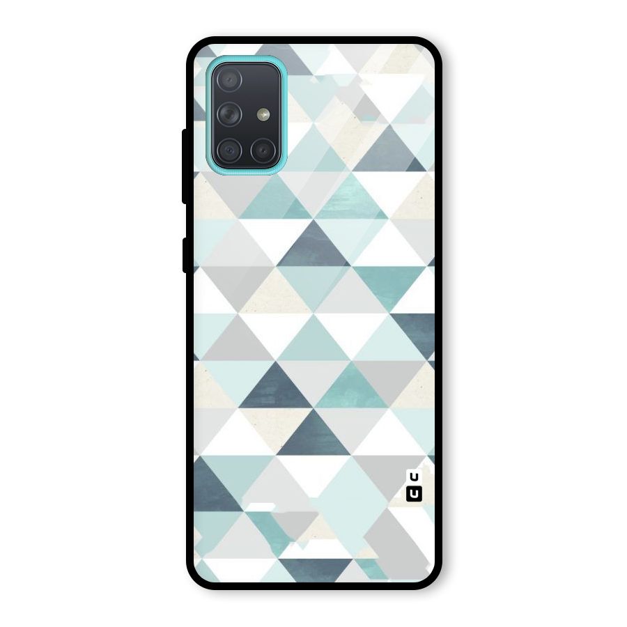 Green And Grey Pattern Glass Back Case for Galaxy A71