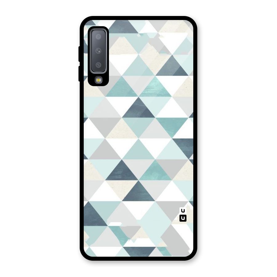 Green And Grey Pattern Glass Back Case for Galaxy A7 (2018)