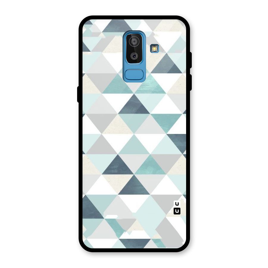 Green And Grey Pattern Glass Back Case for Galaxy J8