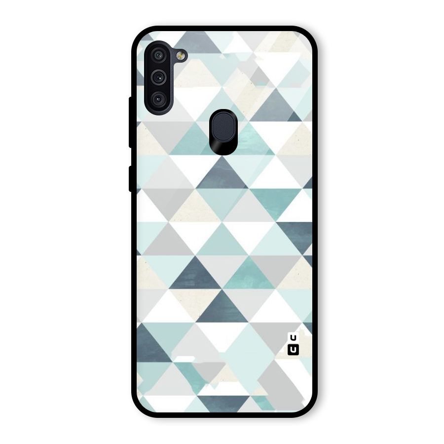 Green And Grey Pattern Glass Back Case for Galaxy M11