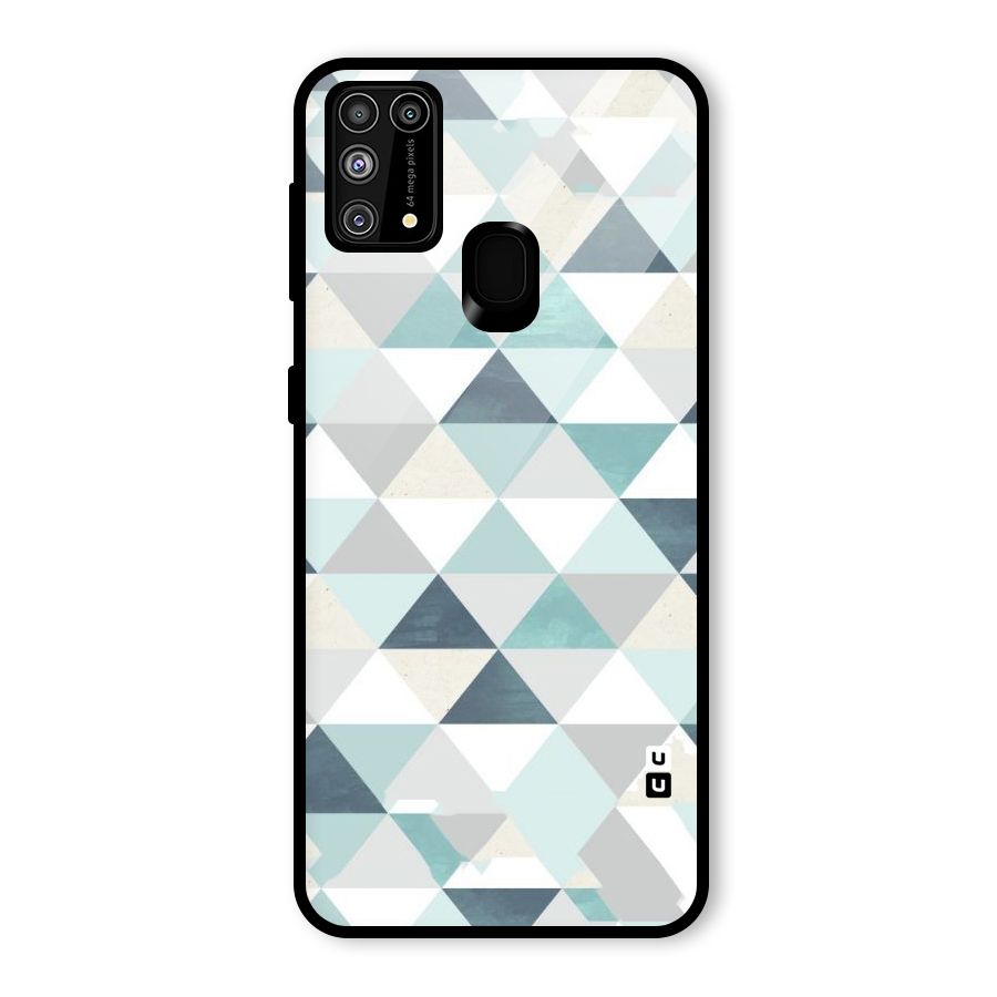 Green And Grey Pattern Glass Back Case for Galaxy M31