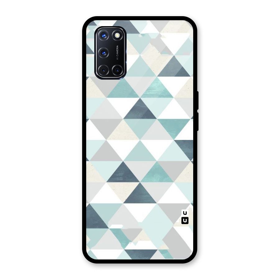 Green And Grey Pattern Glass Back Case for Oppo A52