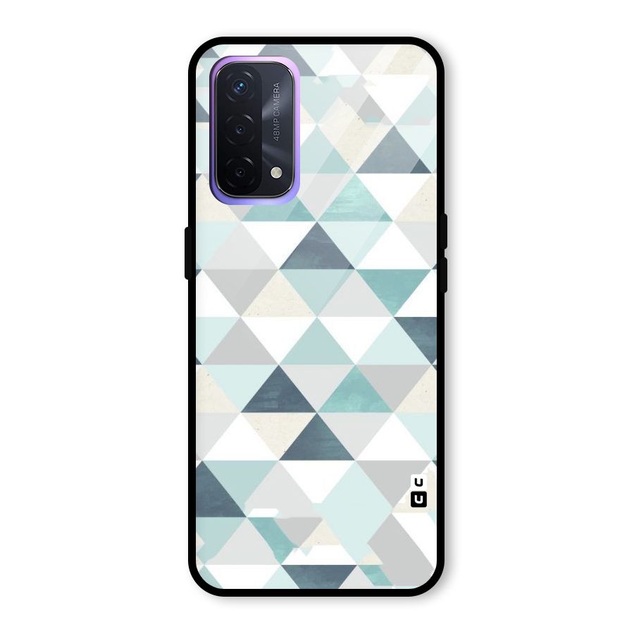 Green And Grey Pattern Glass Back Case for Oppo A74 5G