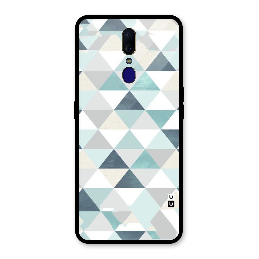 Green And Grey Pattern Glass Back Case for Oppo F11