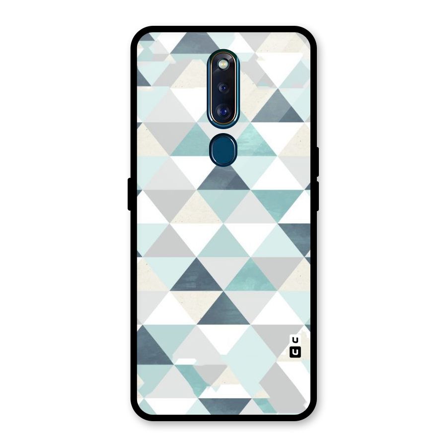 Green And Grey Pattern Glass Back Case for Oppo F11 Pro