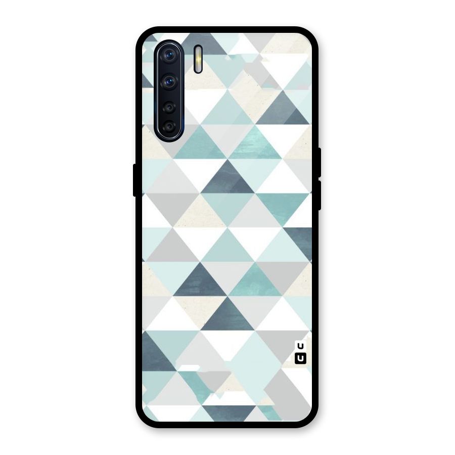 Green And Grey Pattern Glass Back Case for Oppo F15