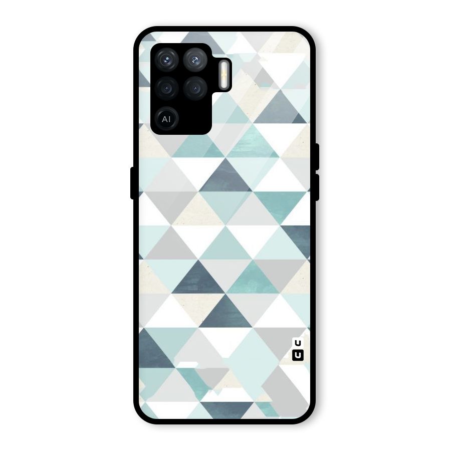 Green And Grey Pattern Glass Back Case for Oppo F19 Pro