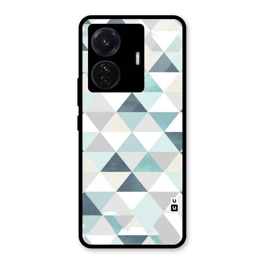 Green And Grey Pattern Glass Back Case for Vivo T1 Pro