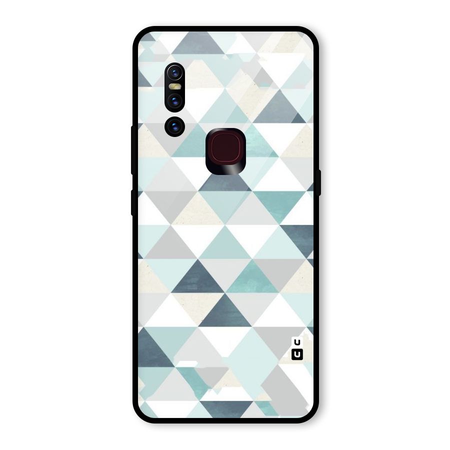 Green And Grey Pattern Glass Back Case for Vivo V15