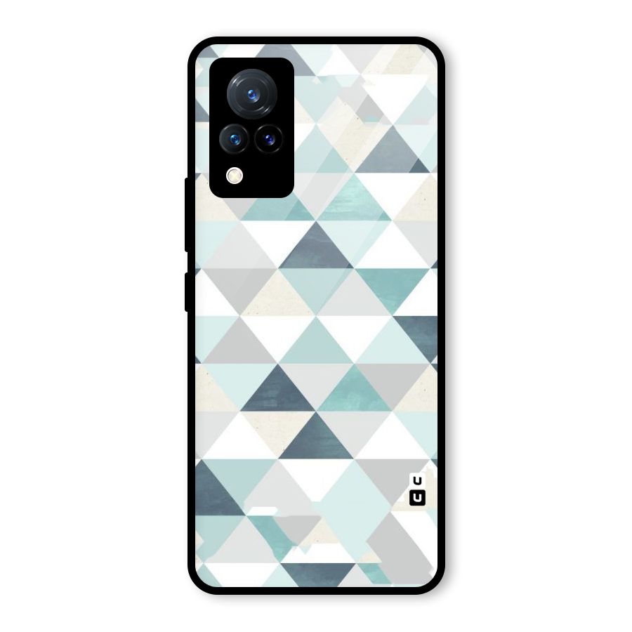 Green And Grey Pattern Glass Back Case for Vivo V21 5G