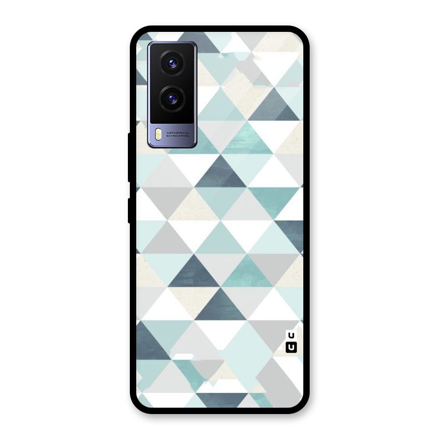 Green And Grey Pattern Glass Back Case for Vivo V21e 5G