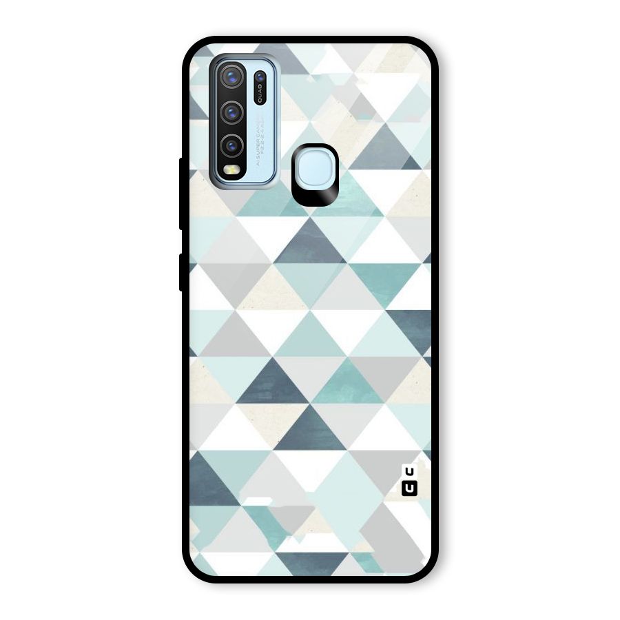 Green And Grey Pattern Glass Back Case for Vivo Y30