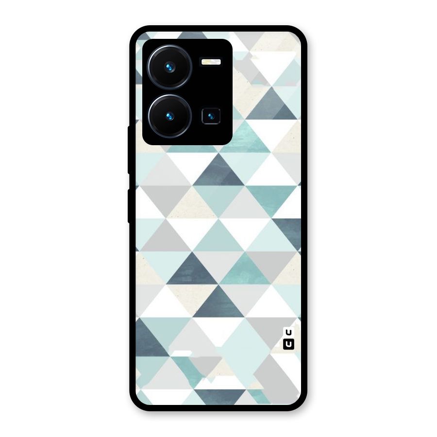 Green And Grey Pattern Glass Back Case for Vivo Y35