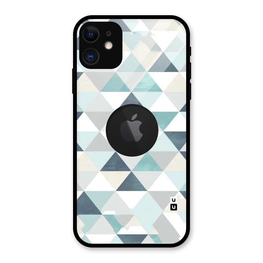 Green And Grey Pattern Glass Back Case for iPhone 11 Logo Cut