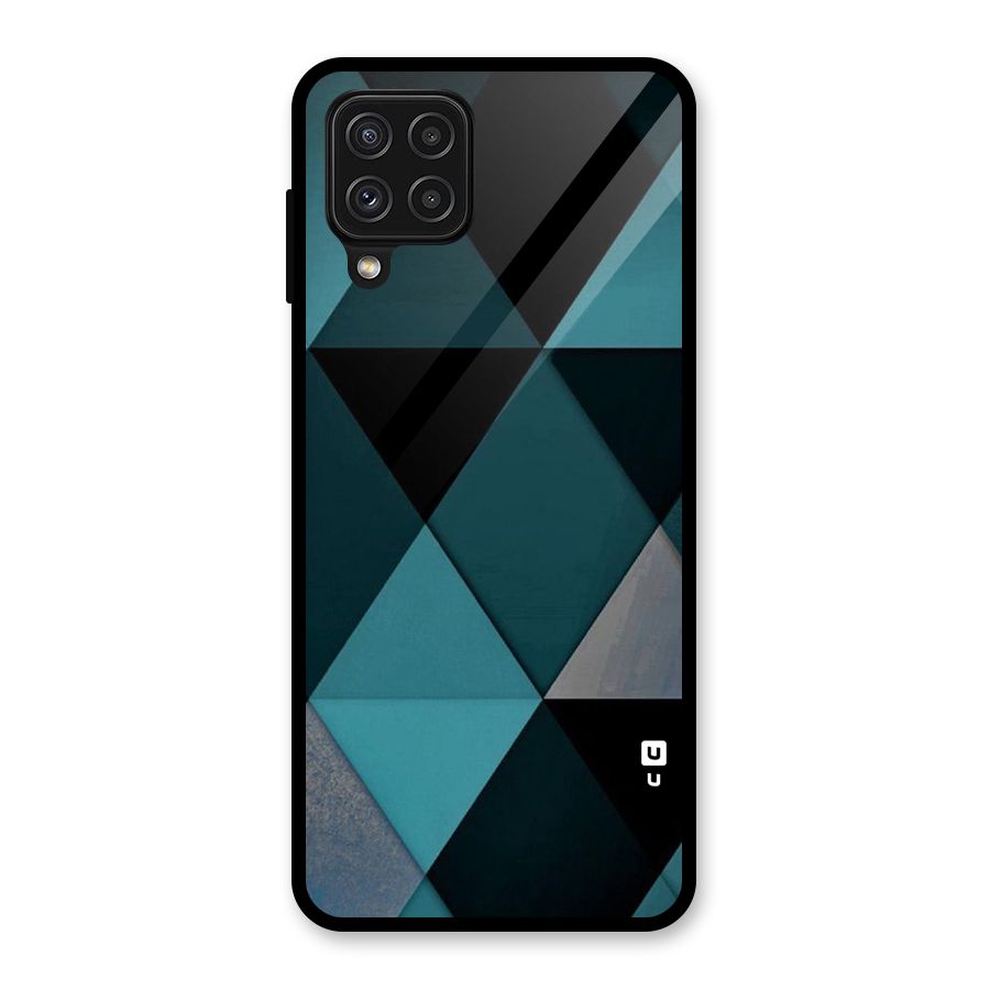 Green Black Shapes Glass Back Case for Galaxy A22 4G