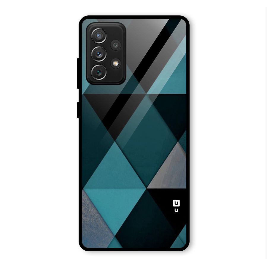 Green Black Shapes Glass Back Case for Galaxy A72