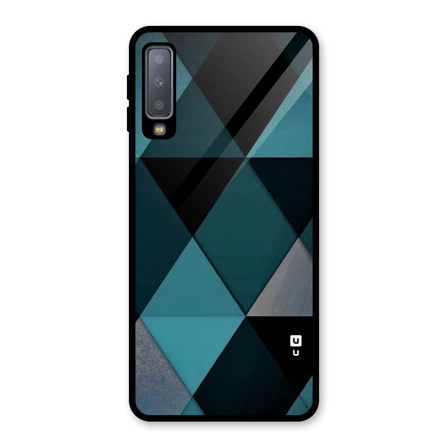 Green Black Shapes Glass Back Case for Galaxy A7 (2018)