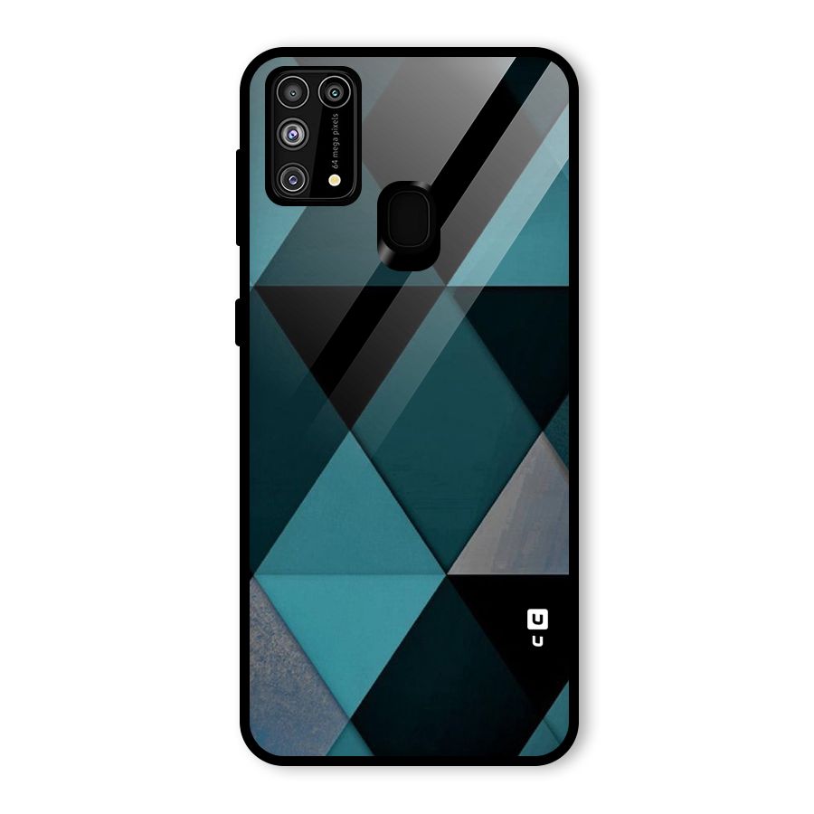 Green Black Shapes Glass Back Case for Galaxy M31
