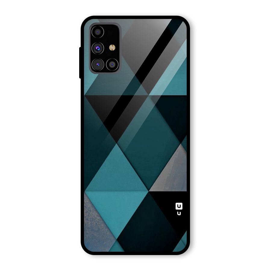 Green Black Shapes Glass Back Case for Galaxy M31s