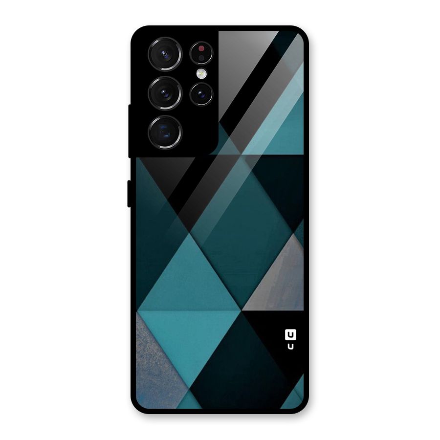 Green Black Shapes Glass Back Case for Galaxy S21 Ultra 5G