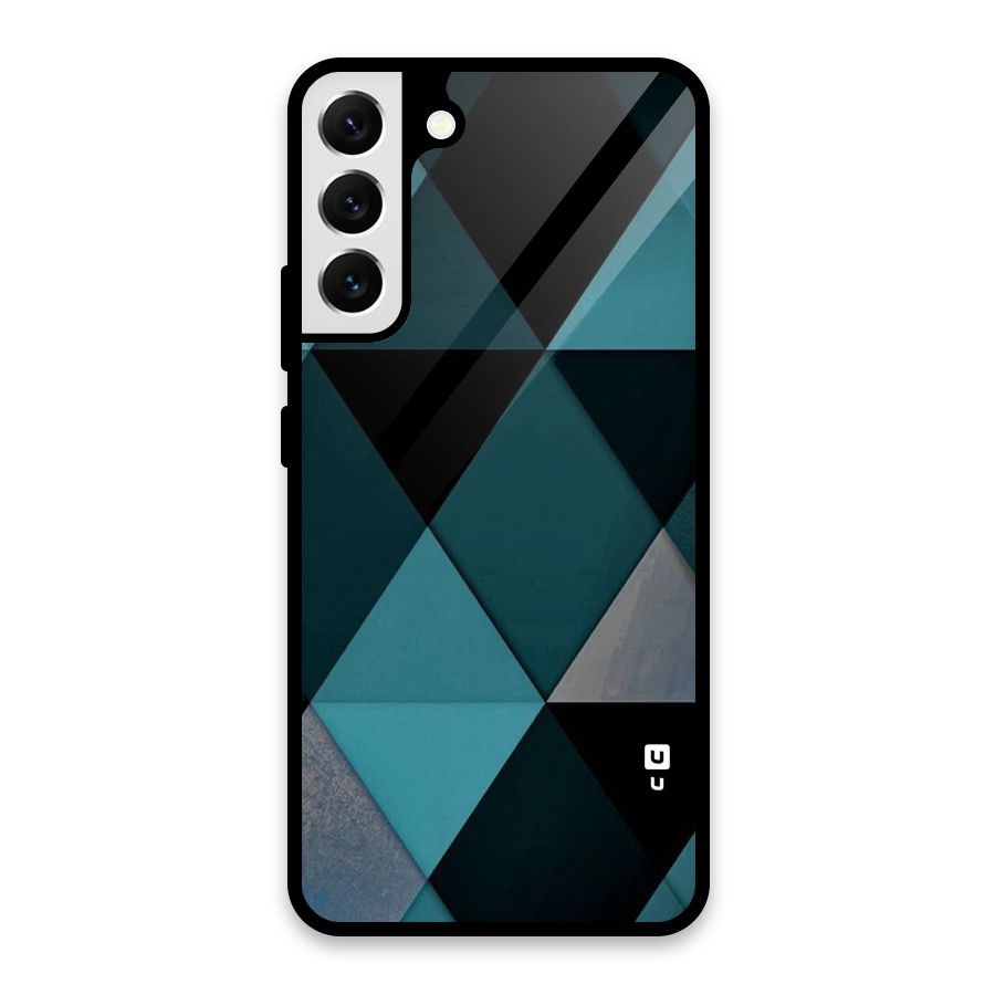 Green Black Shapes Glass Back Case for Galaxy S22 Plus 5G