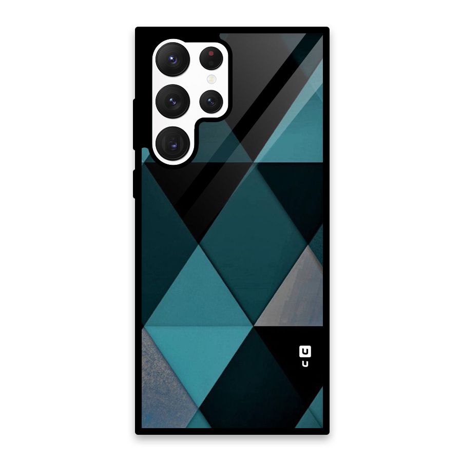 Green Black Shapes Glass Back Case for Galaxy S22 Ultra 5G