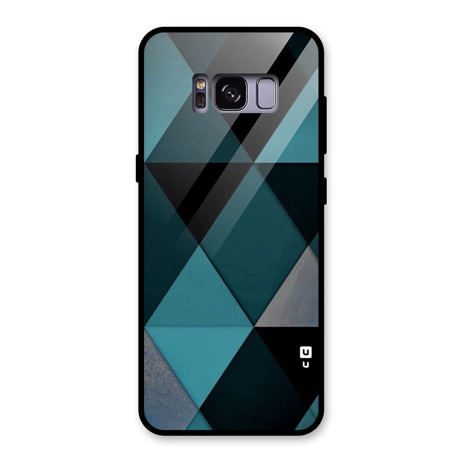 Green Black Shapes Glass Back Case for Galaxy S8