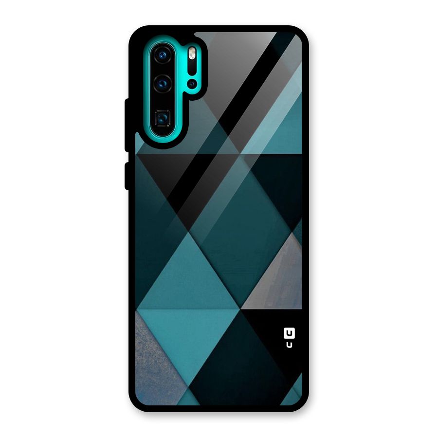 Green Black Shapes Glass Back Case for Huawei P30 Pro