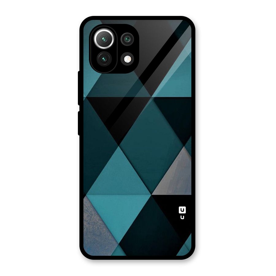 Green Black Shapes Glass Back Case for Mi 11 Lite NE 5G