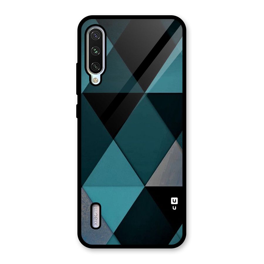 Green Black Shapes Glass Back Case for Mi A3