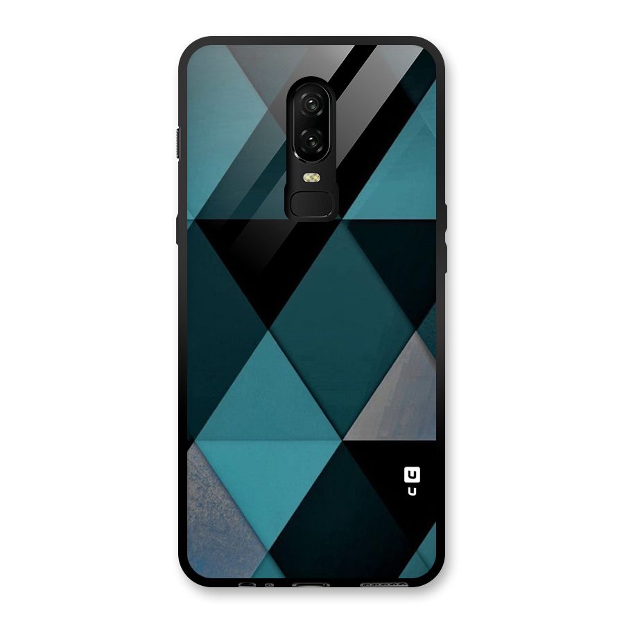 Green Black Shapes Glass Back Case for OnePlus 6